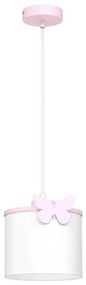 Lampadario a sospensione per bambini SWEET 1xE27/15W/230V bianco/rosa/farfalla