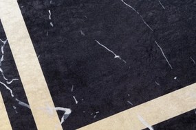 Tappeto scuro di design con motivo a marmo e dettagli dorati Larghezza: 80 cm | Lunghezza: 150 cm