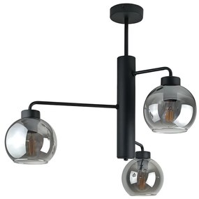 Lampadario a sospensione con supporto rigido FLEX 3xE27/60W/230V nero/fumé nero