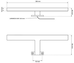 Lampada LED da Specchio 30cm Bianca 4W - Doppia Installazione Colore Bianco Caldo 3.000K