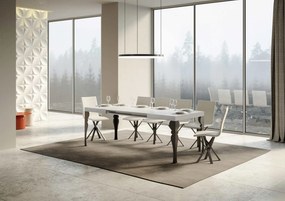 Tavolo Allungabile 200-304x90x77 cm Paxon Bianco Frassino Telaio Antracite...