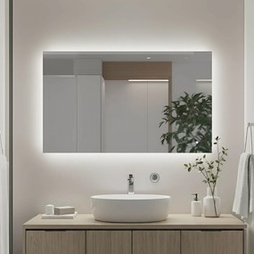 Specchio rettangolare da bagno con illuminazione LED 80x60/60x80 cm, doppio colore, interruttore touch, tappetino riscaldante