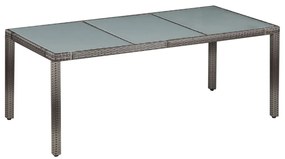 Set da pranzo da giardino 9 pz con cuscini in polyrattan grigio