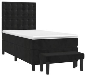 Giroletto a molle con materasso nero 100x200 cm in velluto