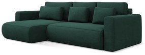 Divano angolare verde allungabile/con contenitore (con penisola a sinistra/con chaise lounge) Kapua – Makamii