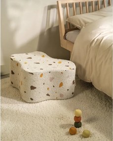 Pouf per bambini bianco con rivestimento in bouclé e ciniglia Terrazzo Cloud – Wigiwama