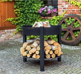 Braciere Da Esterno In Ferro Con Porta Legna Artigianale Montana 70 cm Cook King