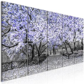 Quadro Magnolia Park (5 Parts) Narrow Violet  Colore Viola, Dimensioni e Misure 200x80