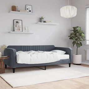 Divano Letto Con Materasso Grigio Scuro 90x190 Cm İn Velluto /