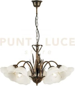 Lampadario byron ruggine 5 luci attacco e27 64x100cm in metallo dec...
