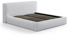 Letto matrimoniale imbottito grigio chiaro con contenitore con rete inclusa 160x200 cm Simon Olivia – Micadoni