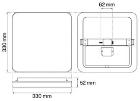 Plafoniera LED 32W IP65 Quadrata 33x33cm CCT Bianco Variabile