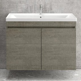 Mobile bagno 100 cm sospeso con 2 ante e lavabo incasso SV-100A - KAMALU