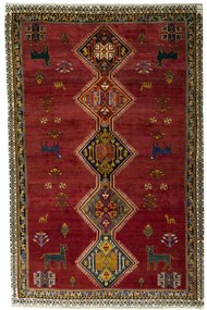 Shiraz Tappeto persiano 150 x 230 Rosso (Iran) Annodato A Mano