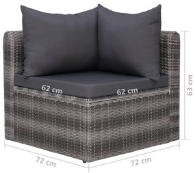 Set Divani da Giardino 7 pz con Cuscini in Polyrattan Grigio