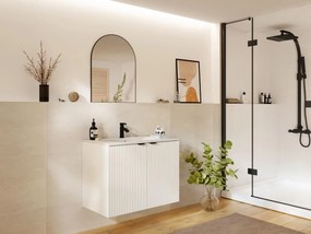 Mobile per bagno sospeso con scanalature e lavabo da incasso 80 cm Bianco - PARMIZA