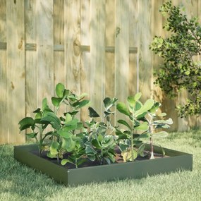 Fioriera Rialzata Giardino Verde Oliva 100x100x26 Cm Acciaio /