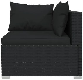 Set Divani da Giardino 6 pz con Cuscini in Polyrattan Nero