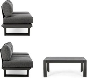 Salotto Angolare Da Esterno In Alluminio Con Cuscini E Tavolino Konnor Antracite Bizzotto