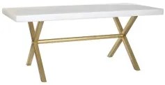 Tavolo da Pranzo DKD Home Decor Bianco Dorato Ottone Legno di mango 180 x 90 x 76 cm