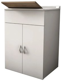 Mobile lavatoio bianco da 60 cm salvaspazio con tavola