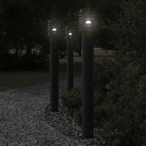 Lampada Da Terra Per Esterni Argento 110 Cm İn Acciaio Inox /