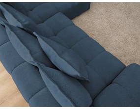 Divano angolare blu scuro allungabile e con contenitore (penisola a destra/chaise lounge) con rivestimento in ciniglia Everest – Bobochic Paris