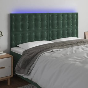 Testiera A Led Verde Scuro 180x5x118/128cm İn Velluto /