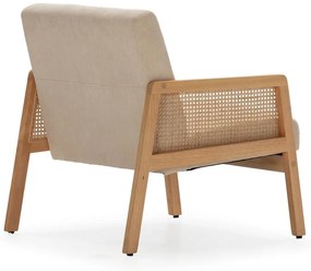 Poltrona con trama beige con rivestimento in velluto a coste Debra – Marckeric