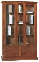 Libreria 2 porte 4 cassetti arte povera legno tinta noce 119x40x185