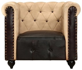 Poltrona chesterfield marrone in vera pelle