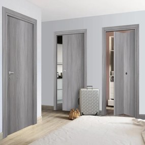 Porta interna a battente Gray Elm in MDF colore grigio, L 80 x H 210 cm, apertura reversibile