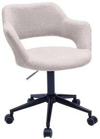 Sedia da ufficio con ruote design in tessuto effetto velluto beige e metallo nero JESSY