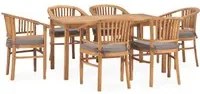 Set da Pranzo da Giardino 7 pz con Cuscini in Legno di Teak 3060021