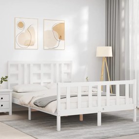 Giroletto con testiera bianco 140x200 cm in legno massello