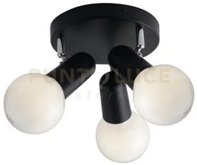 Spot punto nero 3 luci attacco e27 26x18x12cm in metallo