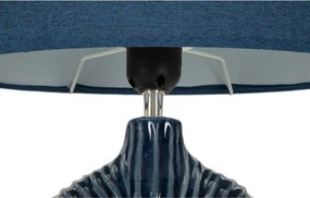 Lampada da tavolo blu in ceramica con paralume in tessuto (altezza totale 43 cm) Seta – Mauro Ferretti