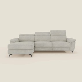 Estro Divano estraibile con chaise-longue e poggiatesta reclinabili in tessuto impermeabile T14 panna