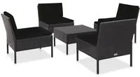 Set Divani da Giardino 5 pz con Cuscini in Polyrattan Nero 48945