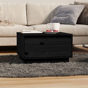 Tavolino Da Salotto Nero 55x56x32 Cm İn Legno Massello Di Pino /