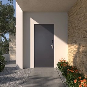 Porta blindata DI.BI. Abram Tast L 80 x H 210 cm in PVC grigio 7016 opaco/bianco, apertura spingere a sinistra, falso telaio incluso