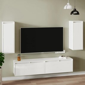Pensili 2 Pz Bianchi 30x30x80 Cm İn Legno Massello Di Pino /