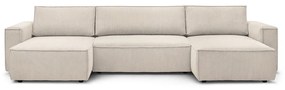 Divano letto angolare a "U" in velluto a coste beige Nihad - Bobochic Paris