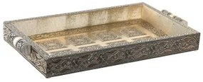 Vassoio DKD Home Decor Champagne Metallo Legno 36 x 22 x 4 cm Indiano