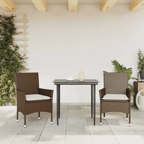 Sedie da giardino con cuscini 2 pz marroni in polyrattan