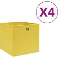 Contenitori 4 pz in Tessuto non Tessuto 28x28x28 cm Giallo 325223