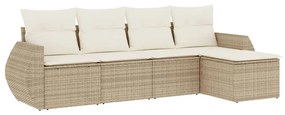 Set divano da giardino 5 pz con cuscini beige in polyrattan