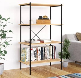 Scaffale Con 4 Mensole Nero E Rovere 80x40x130 Cm /