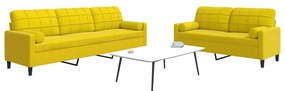 Set Di Divani 2 Pz Con Cuscini E Rinforzi Giallo İn Velluto /