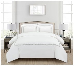 Set copripiumino e federa bianco in raso di cotone per letto singolo con lenzuolo incluso/6 pezzi 140x200 cm Whispered Serenity – Mila Home Luxury